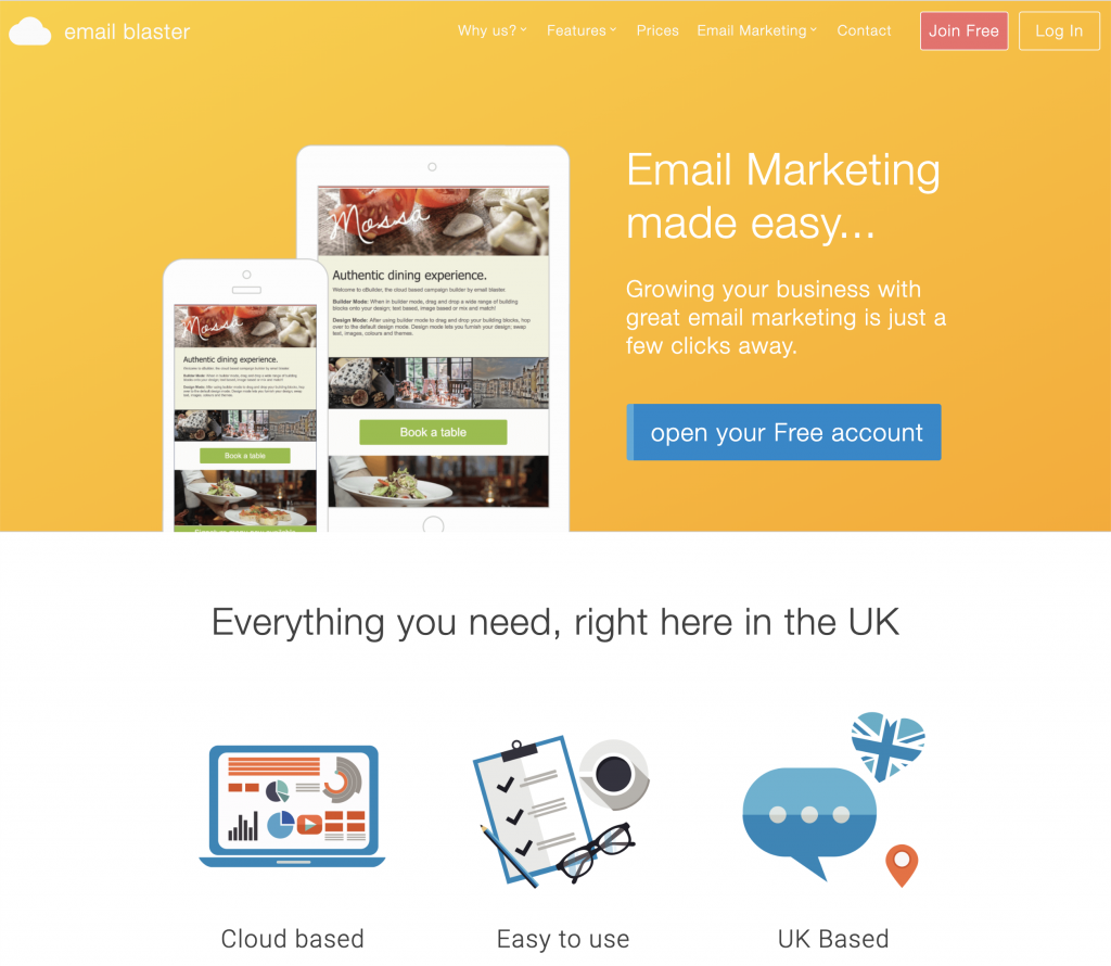 Email Blaster UK homepage