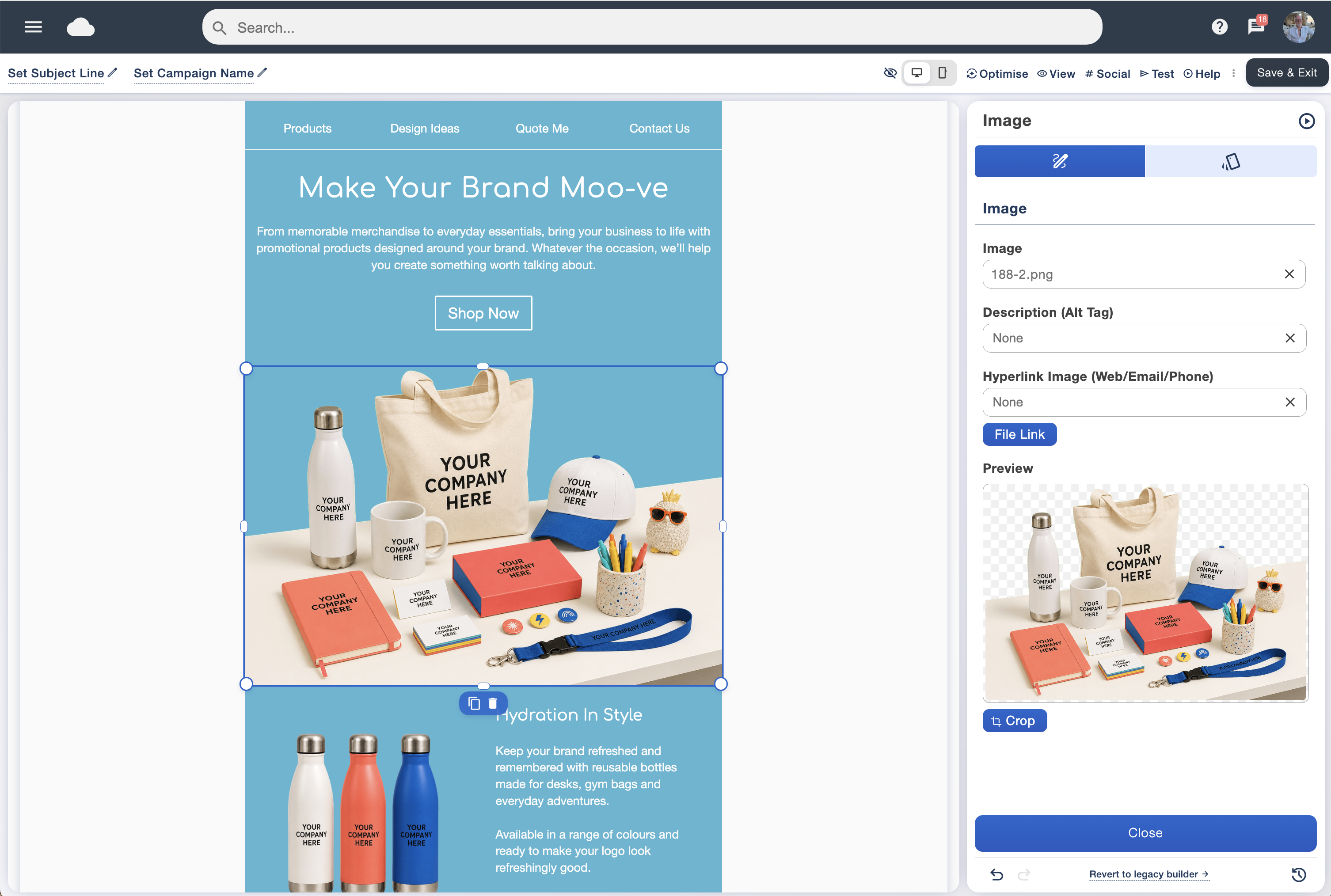 Give your images the space they deserve in the Email Blaster drag and drop email designer
