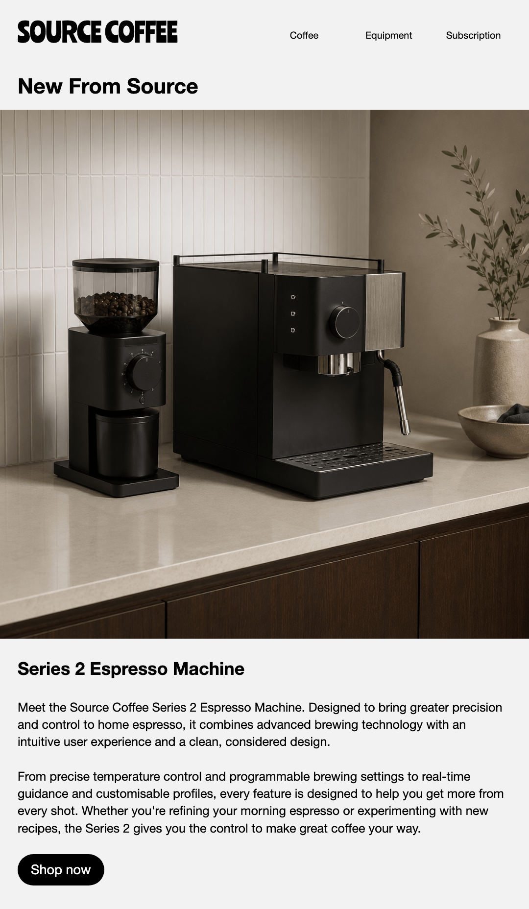 Source Coffee email template example