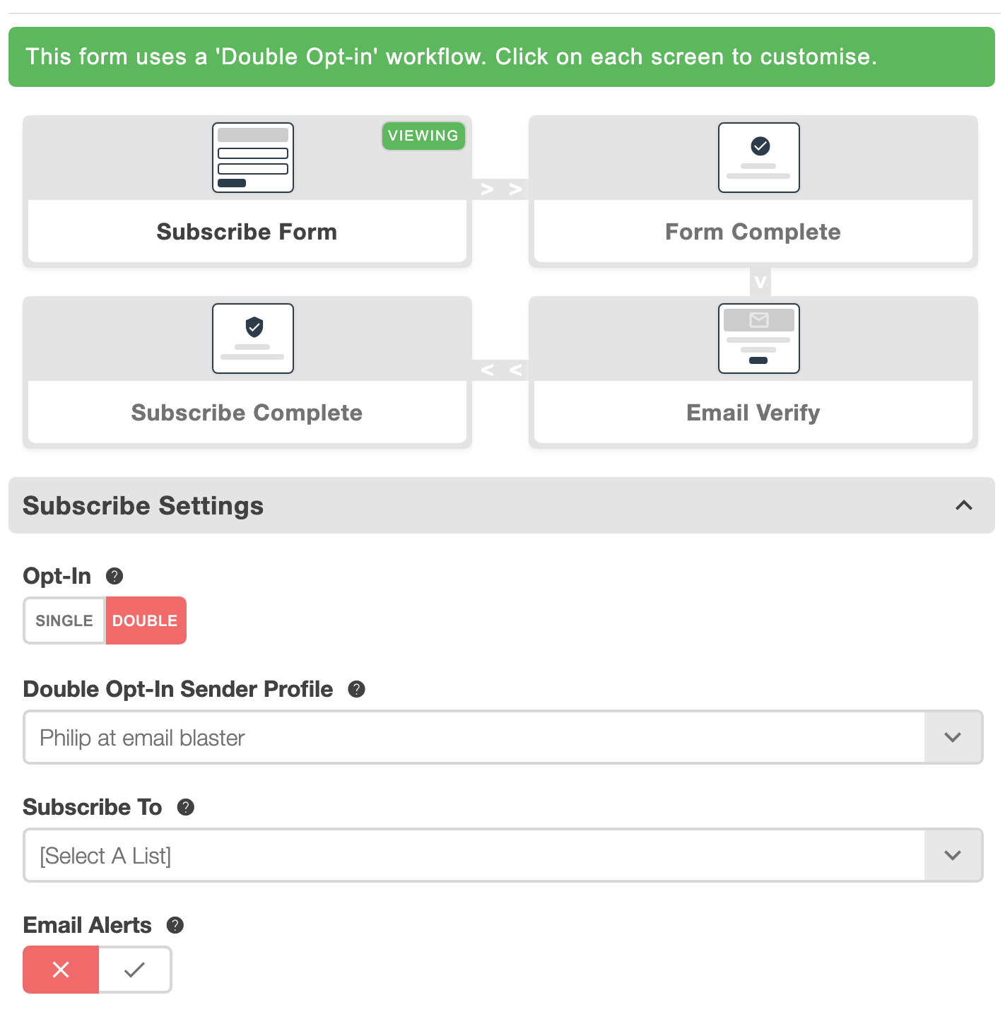 Email Blaster subscribe form example