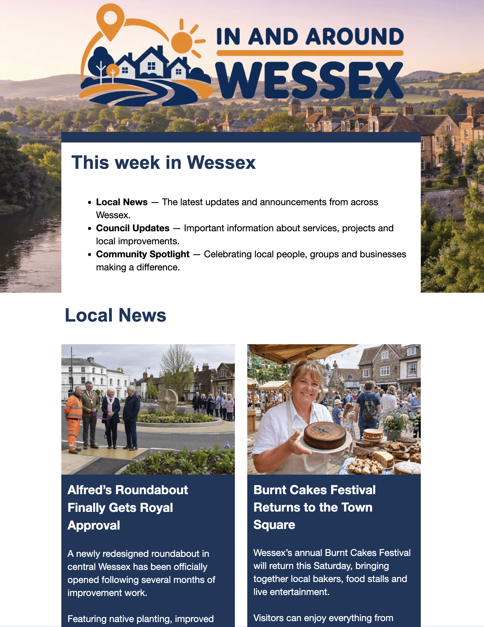 Example council newsletter with local community news
