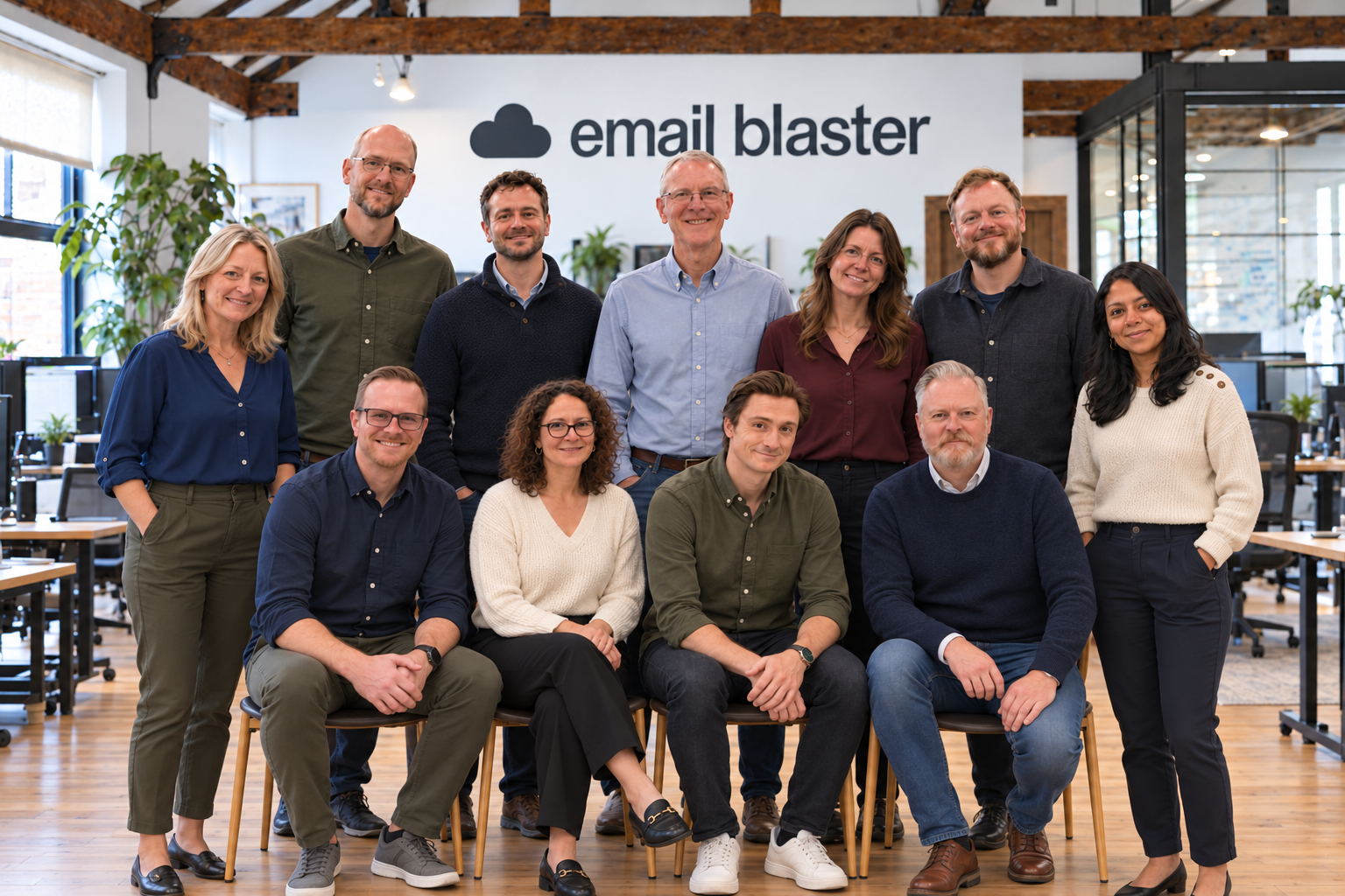 Email Blaster's UK team together in the office