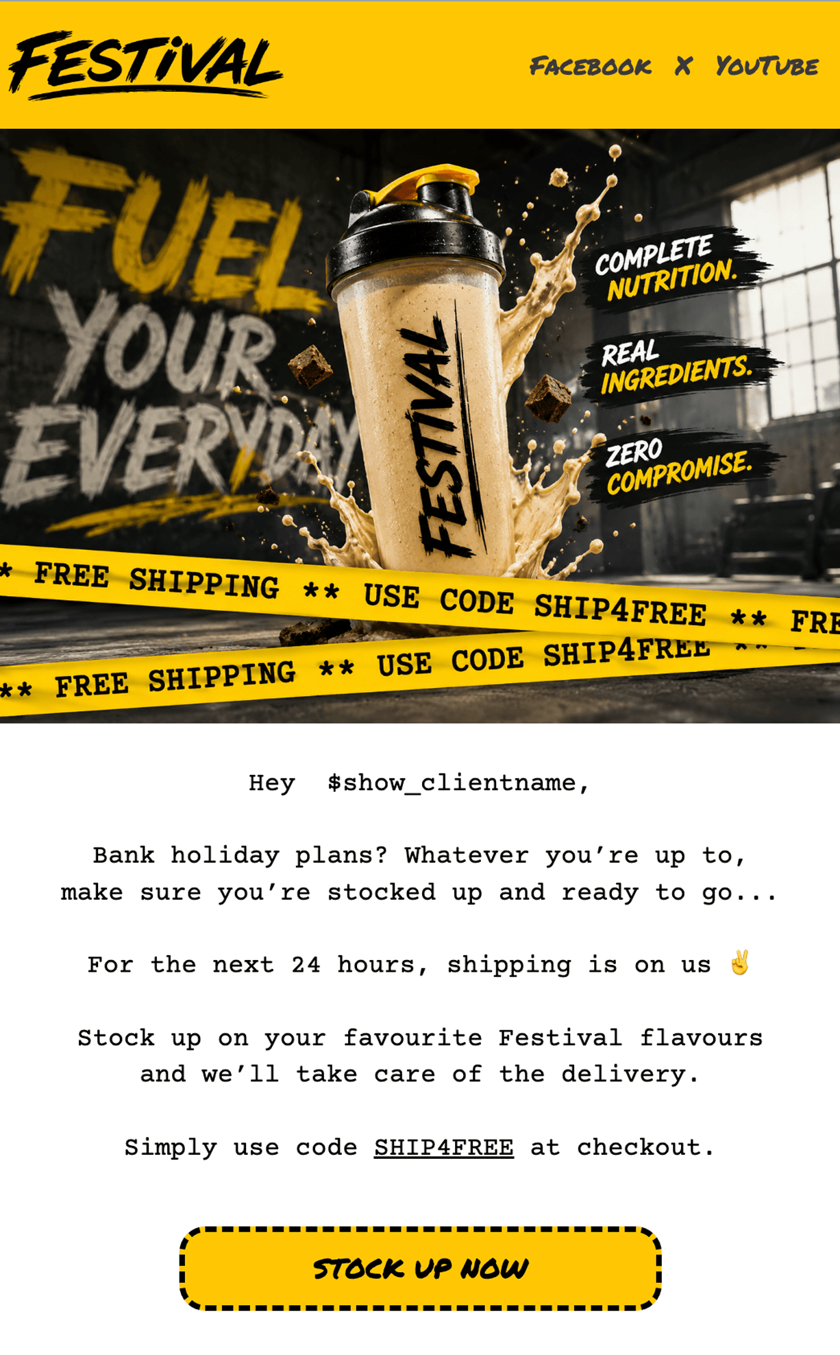 Festival Nutrition email template