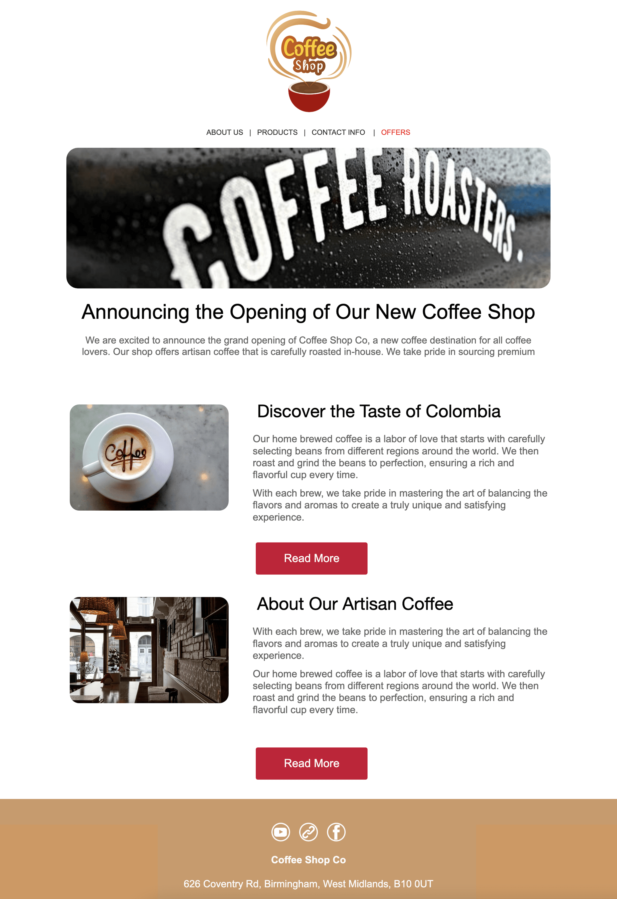 Coffee Shop email template