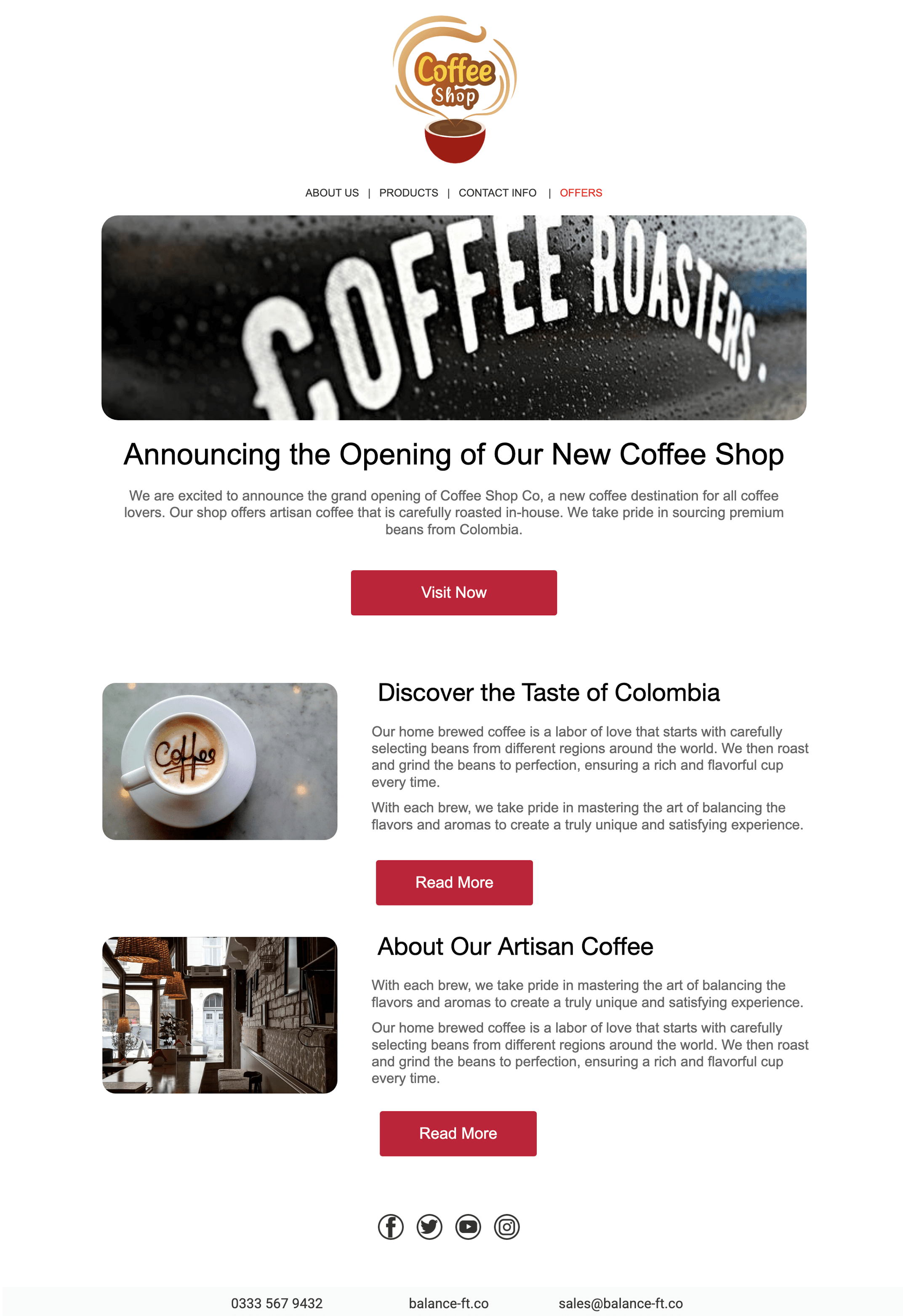 Coffee Shop email template